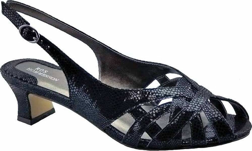 NEW ROS HOMMERSON women's pearl heel strap pump in black
